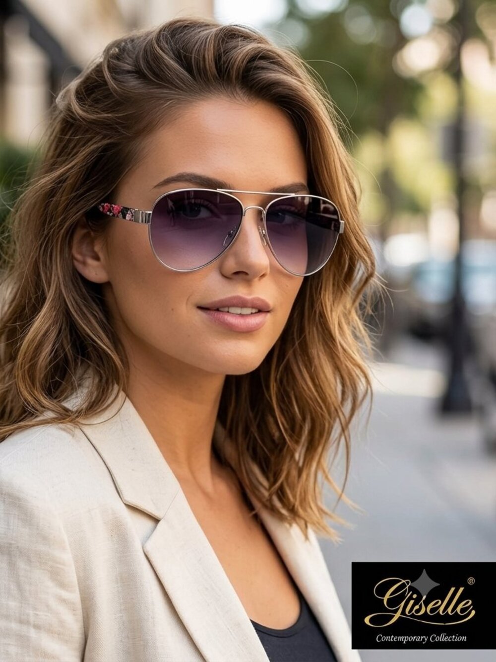 Y2K Aesthetic Aviator Sunglasses Silver Frame Purple Gradient Lens Women’s UV400